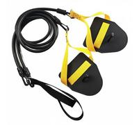 Baoblaze Band Swim Resistance Cord Pull Strap System With Paddle Grips Adjustable Load For Stroke Power Rhythm Endurance TPE suitable for dry land poolside warm ups, Black