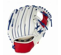Baoblaze Baseball Training Glove Fielding Gear Catcher Sports Glove With Microfiber Leather Open Wrist Design And Soft Lining Suitable for practice skill, White Blue Red, 10.5 Inch