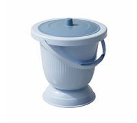 Baoblaze Bedside Urinal Adult Chamber Pot with Lid Portable Commode Elevated Base Potty Bucket Odor Control Design Suitable for Seniors Women Bedroom use Home Nursing, Blue, Short W Ring