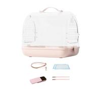 Baoblaze Bird Travel Cage, Bird Cage Bag with Shoulder Straps and Handle, Lightweight Bird Carrier Hamster Cage for Birds, Clear Pink