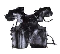 Baoblaze Body s Medieval Leather Shoulder PU Leather Halloween Embossed Vest Retro Leather Armour Larp Party Steampunk, black