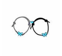 Baoblaze Braided Bracelet Glow In The Dark Butterfly Matching Bracelet With Split Heart Charm Woven Rope Alloy Couples Jewelry That Clicks Together Suitable, White Rope