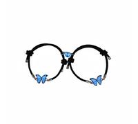 Baoblaze Braided Bracelet Glow In The Dark Butterfly Matching Bracelet With Split Heart Charm Woven Rope Alloy Couples Jewelry That Clicks Together Suitable, Black Rope