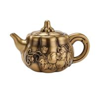 Baoblaze Brass Teapot Antique Vintage Kettle Metal Pitcher with Ornate Relief Decoration Stable Base and Side Handle Suitable for Decoration, Large Pumpkin Teapot