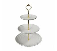 Baoblaze Cake Serving Stand 3 Tier Dessert Stand Pastry Tray Fruit Platter With Elegant Finish Material For Height And Visual Interest Suitable for holiday, White