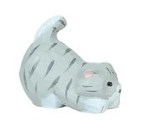 Baoblaze Carved Cat Statue,Miniature Wooden Figurine Office Desktop Animal Figure Sculpture for Studio Car Dashboard Dining Room