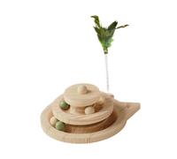 Baoblaze Cat Balls Track Toy 2 Level Puzzle Toy with Feather for Kitten Creative Wooden Cats Scratcher Interactive Cat Toy Cats,