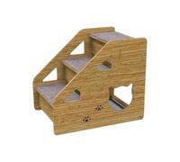 Baoblaze Cat Climbing Ladder Three Step Pet Stairs Steps Ramp With Solid Wood Board And Non Slip Carpet 50 kg Load Easy To Assemble suitable for sofas beds small dogs elderly cats, Double Fence