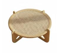 Baoblaze Cat Hammock Elevated Cat Bed Cat Scratcher Cat Lounger With Breathable Woven Mat And Sisal Scratcher On Wood Frame suitable for living room apartment small pets, L Single Layer Sisal