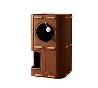 Baoblaze Cat House with Hanging Ball Toy Play Rest Hide Portable Multipurpose Enclosed Hut Pet Bed Cat Climbing Tree Pet Supplies, 2 Tier