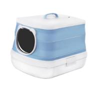 Baoblaze Cat Litter Box Folding Pet Accessories Odor Control Anti Splashing Reusable with Front Door Flap Pet Litter Tray Kitten Potty, blue