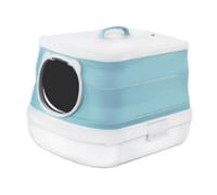 Baoblaze Cat Litter Box Folding Pet Accessories Odor Control Anti Splashing Reusable with Front Door Flap Pet Litter Tray Kitten Potty, green