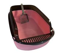 Baoblaze Cat Litter Box Sifting Litter Pan with and Spade Accessories Cat Toilet Sand Box Semi Enclosed Sandbox for Senior Cats, Pink