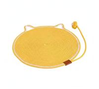 Baoblaze Cat Scratching Pad Cat Scratcher Rope Woven Non-Shedding Surface Gentle on paws Cute cat head shape With ears Suitable for indoor cats kitten play, Yellow, 60CM