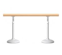 Baoblaze Children Dance Bar Adjustable Wooden Ballet Rail Exercise Equipment Stable Upright Post Two-Point Lock Mobility Suitable, 3.0m Length + 2 Bases, Mobile White Stand