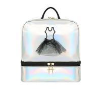 Baoblaze Children Dance Pack Backpack Ballet Bag Tote Satchel With Sparkle Effect And 3D Tutu Design Water Resistant PVC Adjustable Shoulder Straps Suitable, Silver