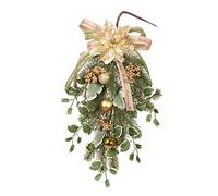 Baoblaze Christmas Teardrop Swag Wreath, Hanging Winter Door Swag, Artificial Garland Swag for Spring Summer Outdoor Indoor Party Holiday Decor