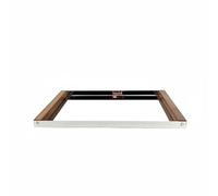 Baoblaze Circular Serving Tray Metal Round Platter Organizer Display With Walnut Wood Handles And Mirrored Surface Stainless Steel Body suitable for fruit, Large 460 290 32mm