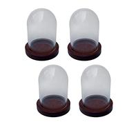 Baoblaze Clear Glass Cloche Dome Transparent Dome Cloche Mini DIY Doll House Accessories Pedestals Display Jar Case Flowers Cover for, Red, 2cmx3cm