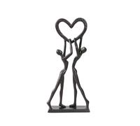Baoblaze Couple Heart Sculpture Cast Iron Figurine Ornament Statue With Rectangular Base Openwork Handcrafted Look Black Bronze Finish suitable for desk shelf mantel bedside .5cm