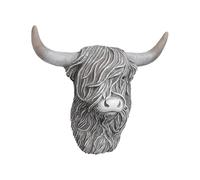 Baoblaze Cow Decor Cow Head Figurine Resin Rustic Wall Hanging Decoration Animal Head Wall Decor for Fence Farmhouse, Grey