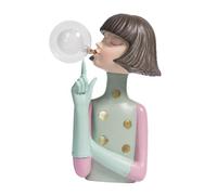 Baoblaze Creative Night Light Tabletop Ornament Girl Statue Modern Cute Bedside Lamp Resin Table Lamp for Bedroom Living Room, Light Green