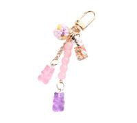 Baoblaze Cute Bear Keychain Key Chain Cartoon Birthday Gifts Portable Candy Pendant Accessories for Tote Bag Wallet Handbag Decoration, Purple Pink