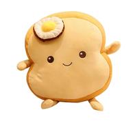 Baoblaze Cute Stuffed Toast Cushion,Stuffed Fried Egg Bread Toy,Accompany Home Decor,Hug Toy for Table,Living Room,Holiday Decor, light brown, height 35cm
