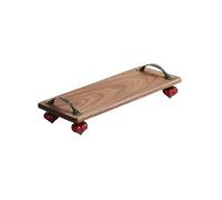 Baoblaze Decorative Tray Wooden Display Stand Tray Organizer Serving Board With Solid Wood Surface And Classic Handles For, Walnut Wood With Red Ceramic Feet