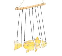 Baoblaze Decorative Wind Chime Stained Mobile Hanging Chime Wood Crossbar Metal Chains Rope Loop Mosaic Style Translucent Shine suitable for beach themed rooms outdoor