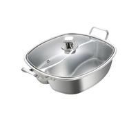 Baoblaze Divided Hot Pot Pan Chinese Hot Pot Soup Cookware Thick Double Flavor Hotpot Stainless Steel Shabu Shabu Pot for Home Kitchen, with lid