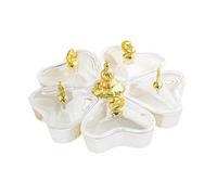 Baoblaze Divided Rotating Serving Tray Heart Shaped Snack Tray 5 Compartments Candy and Nut Dishes for Candy Dessert Sweets Fruit Nuts, White Star Moon