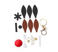 Baoblaze DIY Sewing Keychain Kit Hot Air Balloon Pendant Bag Charm Making Party Favors Learn to Sew Leather Craft Supplies, Black and Brown