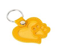 Baoblaze Dog Cat Paw Shaped Keychain Key Pendant PU Keepsake Cute Decorative Handbag Charm Practical Pet Lovers Gift Pet Lover Keyring, Yellow