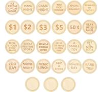 Baoblaze Easter Egg Reward Tokens Set Wooden Chore Tokens Prize Tokens Activity Tokens Reusable Family Rewards With Clear Engraved Text And DIY Options , Round