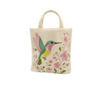 Baoblaze Embroidered Handbag Crochet Tote Bag Woven Purse Floral Shoulder Bag With Open Top And Easy Carry Handles Suitable for casual outings spring or summer, Hummingbird Embroidery
