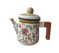 Baoblaze Enamel Coffee Pot Stovetop Teapot Thick 1.2 L with Lid Decorative Water Kettle Enamel Tea Kettle for Office Household Kitchen