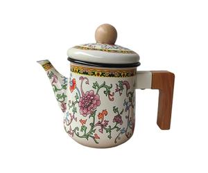 Baoblaze Enamel Coffee Pot Stovetop Teapot Thick 1.2 L with Lid Decorative Water Kettle Enamel Tea Kettle for Office Household Kitchen