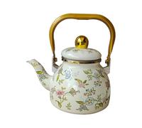 Baoblaze Enamel Tea Kettle 1.2L Juice Water Jug Multiuse with Handle Coffee Pot Tea Maker for Restaurant Cold Water Kitchen Party Home, flower