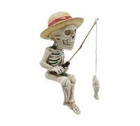 Baoblaze Fishing Skeleton Statue Aquarium Decor Figurine Ornament Crafts Halloween Decoration Garden Sculpture for Landscape Fish Tank, hat