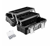 Baoblaze Folding Industrial Organizer Three-Tier Cantilever Tool Chest Hardware Storage Metal Latches Ergonomic Handle Made from PP Suitable for Vehicle Repairs Home Renovation, 19 Inch