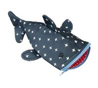 Baoblaze Funny Shark Shape Zipper Pencil Case 10.2x5.1inch Accessories Large Capacity for Stationery Makeup Multipurpose Star Pattern