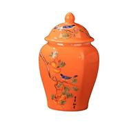 Baoblaze Ginger Jar Asian Ginger Jar Gift Traditional Crafts Chinese Vase Porcelain Jars for Living Room Party Home Office Floral Arrangement, Persimmon
