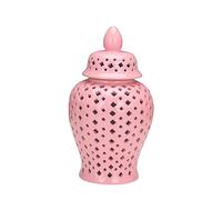 Baoblaze Ginger Jar with Lid Universal Jar Handicraft Storage Decoration Home Decor (Pink 15x28cm)