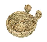 Baoblaze Grass Bed Bunny Bedding Nest Grass Bed Hut Grass Hamster Nest Cages Resting Basket Pet Hay Bed Grass House for s for Chinchilla, Round Opening Style