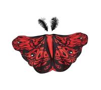 Baoblaze Halloween Butterfly Cape Moth Wings with Headpiece Women Versatile Butterfly Wing Costume for Role Playing Fancy Dress Party Photo Prop, Red Black
