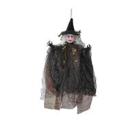 Baoblaze Halloween Hanging Witch Decorations 32cm Lighted Novelty Multipurpose Creative Gift for Window Door Tree with Hat Party Props, black