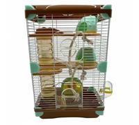 Baoblaze Hamster Cage Secure Wire Housing with Complete Multi-Level Habitat Running Wheel and Water Bottle Suitable for Keeping Hamsters Gerbils the Home, Brown, 2-Layer 617H