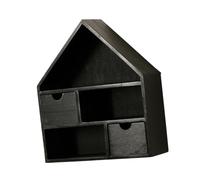 Baoblaze Hanging Display Shelf Organizer, Wall Mounted Curio Cabinet, Wooden House Display Box for Figurines, Figures, Small Clocks, Black