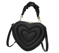 Baoblaze Heart Shape Shoulder Bag Crossbody Bag Cute Solid Color Fashionable PU Casual Satchel Crossbody Purse for Women Birthday Gift, Black